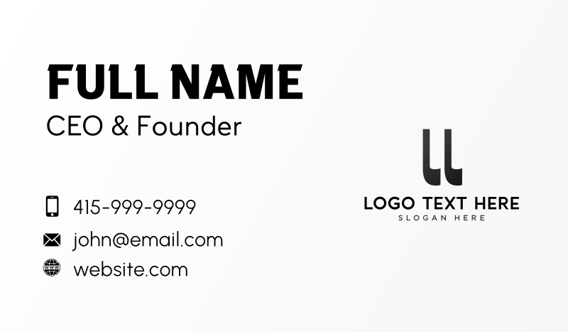 Black Unique Initial Business Card