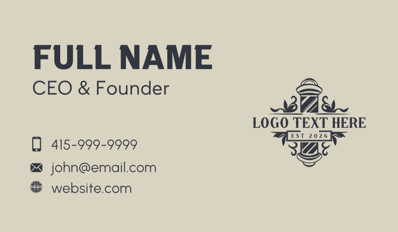Hairdresser Barber Pole Business Card