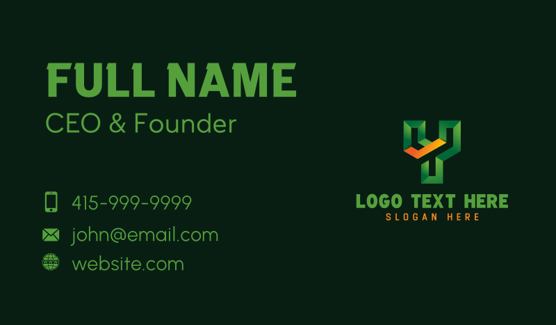 3D Letter Y  Business Card