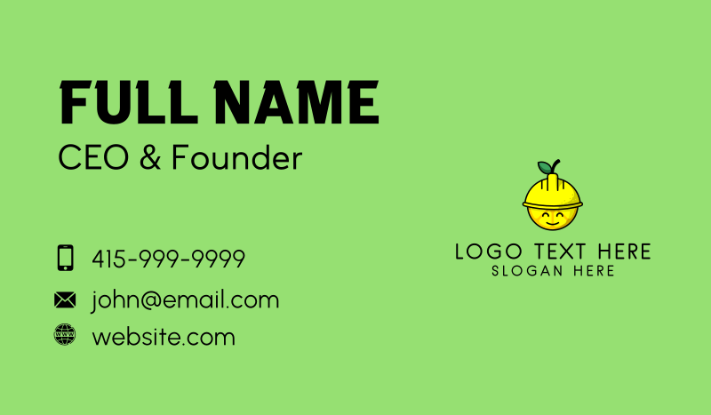Lemon Construction Hat  Business Card