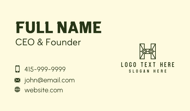 Construction Letter H  Business Card
