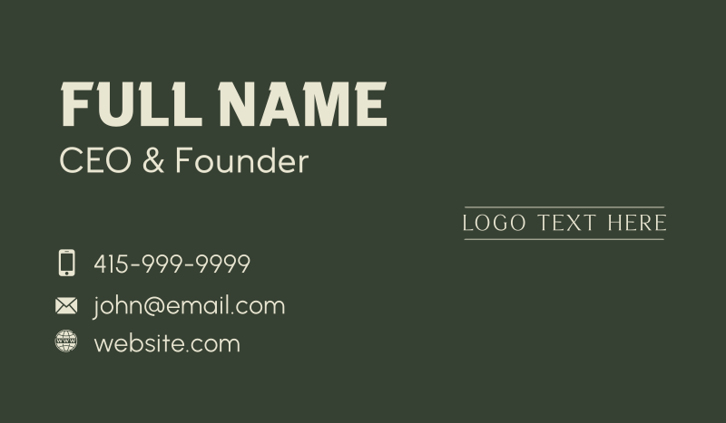 Unique Minimalist Wordmark Business Card