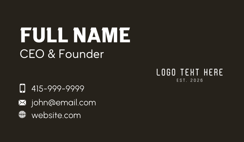 Unique Branding Wordmark Business Card