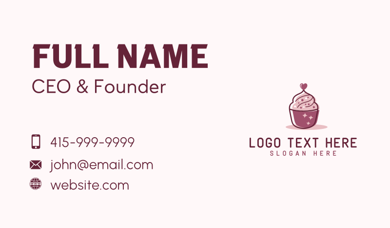 Cupcake Heart Bakery  Business Card