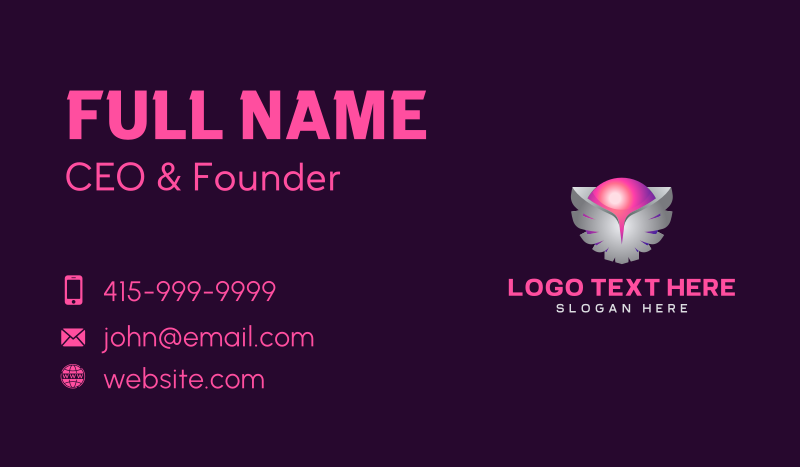 3D Wings Sphere Business Card