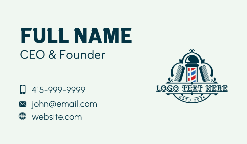 Barber Comb Grooming Business Card