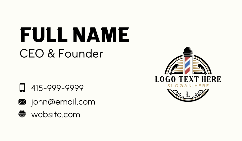 Barber Pole Haircut Business Card
